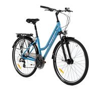 ATTABO Bicicletta da trekking da donna con telaio da 19" Bici Donna con Manubrio ergonomico Bici Trekking resistente con ruote da 28" con portapacchi posteriore Campanello catarifrangenti