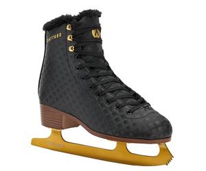 ATTABO Lukso - Pattini da Pattinaggio Artificiale da Donna, Colore Nero, in Acciaio Inox, Stivali Classici, Fodera Calda Interna, Supporto Alto alla Caviglia, Lacci per Allenamento e Tempo Libero