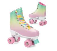 ATTABO Pattini a rotelle Aquatica 35-38 EU, in alluminio, design colorato, ruote 82A, 54 mm x 32 mm, protezione per le dita, freni sicuri, materiali durevoli, ABEC-5, multicolore