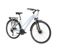 ATTABO Spate 2.0 Bicicletta da trekking da donna, 28 pollici, 19", colore bianco, Shimano CUES 2x9 & SR Suntour NEX 63 mm, con LED dinamo, portapacchi e parafanghi, per tutti i giorni e escursioni
