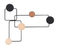 Attaccapanni a 5 ganci in metallo nero e legno di pino
