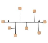 Attaccapanni a 8 ganci in metallo nero e legno di mango