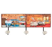 ATTACCAPANNI A MURO APPENDINO PER LOCALI CUCINE BASE METALLO DECORATA CUOCHI