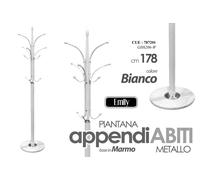 Attaccapanni Appendiabiti 178cm Piantana Metallo base marmo Ganci MODERNO Bianco