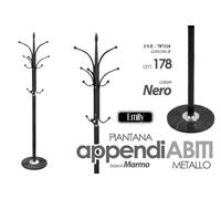 Attaccapanni Appendiabiti 178cm Piantana Metallo base marmo Ganci MODERNO NERO