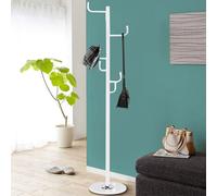 Attaccapanni Appendiabiti a Piantana in Metallo 6 Ganci Colore Bianco 38x38x176