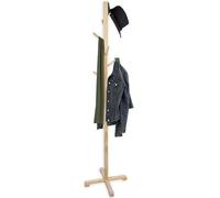 ATTACCAPANNI APPENDIABITI A PIANTANA TERRA IN LEGNO NATURALE 6 GANCI 45X45X176CM