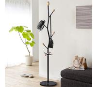 Attaccapanni Appendiabiti Piantana Forma Albero Metallo 8 Ganci Nero 38x38x175cm