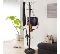 Attaccapanni Appendiabiti Piantana in Metallo 16 Ganci con Portaombrelli Marrone