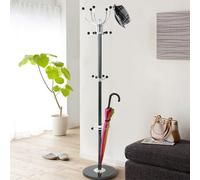 Attaccapanni Appendiabiti Piantana in Metallo 16 Ganci con Portaombrelli Nero