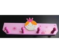 Attaccapanni appendino appendiabiti gancio appendiabit gancio per bimbi „principessa“ legno rosa 4 gancio 350 x 65 x 115mm