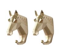 Attaccapanni Da Parete,2 Pezzi,Gancio In Resina Creativa,Decorazione Da Parete Di Animali,Testa Di Cervo Senza Gancio Per Foratura,Decorazione Da Parete A Parete,Gancio Per Porta(Cavallo D'Oro)