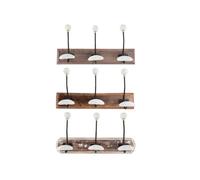 ATTACCAPANNI IN LEGNO A MURO CON 3 GANCI IN METALLO E CERAMICA X INGRESSO BAGNO