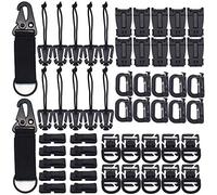 Attacchi Tattici Molle,RoadLoo Kit of 52 Tactical Gear Clip Set Multiuso con Chiusura a D 360 Rotation D-Ring Clips Clip per Tubo d'acqua Fibbia Dominator con Corda Elastica per Borse Tattiche Zaini