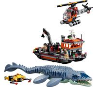 Attacco alla barca del dinosauro Mosasaurus