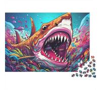 Attacco dello squalo Puzzles 1000 Pezzi In Incastro Perfetto,Un Gioco Di Puzzle Per Enigma Per Lo Stress Relief,Ideale Per Per La Decompressione E La Decorazione Delle Pareti,Regalo Di Compleanno