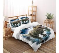 attacco di T-Rex 3 Pezzi Duvet Cover Stampa animale animale di carteone animatoe 3D Fibra Super Morbida with Pillow Case(s) Per Ragazzi E Ragazze Super King Size Double(200x200cm)
