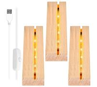 Attacco LED, 3 pezzi, LED per display base, base luminosa, supporto a LED, attacco rettangolare illuminato con interruttore USB, base LED per pannello di illuminazione in vetro acrilico, display da
