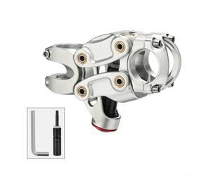 Attacco manubrio MTB con sistema di compressione pneumatica a 5 maglie e prestazioni di viaggio lineari da 20 mm (argento)