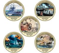 Attacco per 80 ° Anniversario alla Moneta Commemorativa di Pearl Harbor Set 5 Pezzi Us Army Challenge Coin Coin Weuvenir Coin