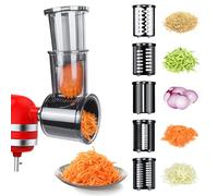 Attacco per Affettatrice Grattugia per KitchenAid Stand Mixer - Grattugia per Formaggio, Affetta Verdure, Tritatutto per Frutta/Insalata - Accessorio Tagliaverdure per KitchenAid con 5 Lame di MMOBIEL