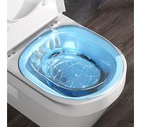 Attacco per bidet per WC, vasca da bagno portatile sopra il WC Bidet da viaggio in ammollo anti-traboccamento 14x15x4 in attacco per emorroidi Cura privata dopo il parto (Blu trasparente)