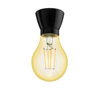 Attacco per lampada in porcellana E27 MINZ rotondo nero incl. lampada E27 oro