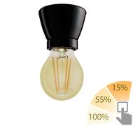 Attacco per lampada in porcellana E27 MINZ rotondo nero incl. lampada oro max.
