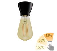 Attacco per lampada in porcellana E27 MINZ rotondo nero incl. LED vintage oro