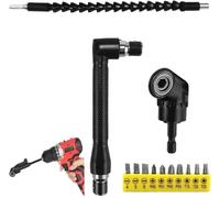 Attacco Per Trapano Angolare,Prolunga Trapano Flessibile,Punte per Cacciavite Corto,Attacco Esagonale da 1/4",Trapano Angolo Retto a 105 Gradi 4PC Punte per Avvitatore ad Angolo