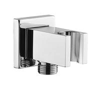 Attacco per tubo cromato con supporto per doccia, Keymark in ottone quadrato da 1/2", arco di collegamento per doccia con supporto, attacco a parete per doccia