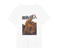 Attack on Titan Beast Titan Manga Style Epic Poster Maglietta, Donna Plus-Size, Bianco, 1X