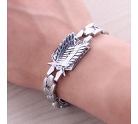 ✨ Attack on Titan Bracciale Ala Stemma Argento 19,5cm 25,8g Anime Manga Design