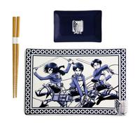 Attack On Titan Ceramic Sushi Set Con Bacchette Cinesi Just Funky