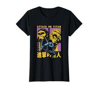 Attack on Titan Season 4 Split Titan Faces Attack Pose Anime Maglietta, Donna, Nero, L