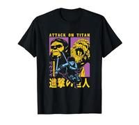 Attack on Titan Season 4 Split Titan Faces Attack Pose Anime Maglietta, Uomo, Nero, XXL