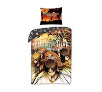 Attack on Titans Set copripiumino singolo con federa europea, 70 x 90 cm, 100% cotone, biancheria da letto per bambini anime