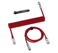 ATTACK SHARK C01 PRO Cavo USB C a Spirale per Tastiera Gaming, Da Tipo C a USB A, Cavo di Ricarica per Tastiera Meccanica Intrecciato a Doppio Strato con Connettore Aviator Rimovibile, Rosso