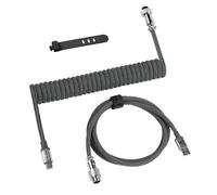 ATTACK SHARK C01 PRO Cavo USB C a Spirale per Tastiera Gaming, Da Tipo C a USB A, Cavo di Ricarica per Tastiera Meccanica Intrecciato a Doppio Strato con Connettore Aviator Rimovibile, Grigio