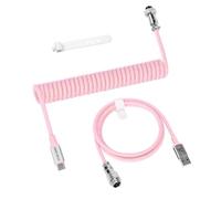 ATTACK SHARK C01 PRO Cavo USB C a Spirale per Tastiera Gaming, Da Tipo C a USB A, Cavo di Ricarica per Tastiera Meccanica Intrecciato a Doppio Strato con Connettore Aviator Rimovibile, Rosa
