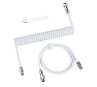 ATTACK SHARK C01 PRO Cavo USB C a Spirale per Tastiera Gaming, Da Tipo C a USB A, Cavo di Ricarica per Tastiera Meccanica Intrecciato a Doppio Strato con Connettore Aviator Rimovibile, Bianco