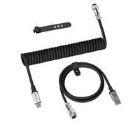 ATTACK SHARK C01 PRO Cavo USB C a Spirale per Tastiera Gaming, Da Tipo C a USB A, Cavo di Ricarica per Tastiera Meccanica Intrecciato a Doppio Strato con Connettore Aviator Rimovibile, Nero