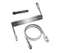 ATTACK SHARK C01 ULTIMATE RGB Cavo Spiralato per Tastiera Gaming, Supporto 8000Hz e Rapid Trigger, Cavo per Tastiera Meccanica da USB-C a USB-A con Aviatore, Doppio Intreccio, Grigio sfumato