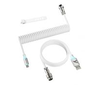 ATTACK SHARK C01 ULTIMATE RGB Cavo Spiralato per Tastiera Gaming, Supporto 8000Hz e Rapid Trigger, Cavo per Tastiera Meccanica da USB-C a USB-A con Aviatore in Metallo, Doppio Intreccio, Bianco