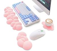 ATTACK SHARK Cloud - Tappetino per mouse e poggiapolsi per tastiera, design ergonomico per alleviare il dolore, in memory foam, poggiapolsi in pelle, leggero gel da scrivania (rosa)