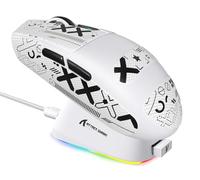 ATTACK SHARK G3PRO Mouse da Gioco Wireless con Dock di Ricarica Magnetico, Sensore PixArt PAW3311, 25000 DPI, BT/2,4 Ghz/Cablato, 100M Clic, 59g Mouse SUPERLEGGERO per PC/Xbox/Mac - Bianco & Tape
