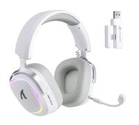 ATTACK SHARK G800 Cuffia Gaming Senza Fili, Cornice Alluminio, 7.1 Surround, Mic ENC Pieghevole, Tri-Modo(2.4G/BT/3.5mm), 1000mAh, 50mm Driver, RGB Per PC/Mac/PS/XBOX - Bianco
