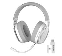 ATTACK SHARK L60 Cuffie da Gaming Wireless, Headset Ultraleggere Cablate 3.5mm/2.4G/BT con 40mm Driver, Over-ear, Mics Staccabili con Noise Cancelling, Audio Surround 3D per PC/Mac/PS, Bianche