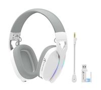 ATTACK SHARK L90 Auricolari Gaming Wireless Ultraleggeri, BT, 2.4G, 3.5mm Cablati, RGB Pieghevoli, 7.1 Surround Sound Over-Ear con Microfono Rimovibile per la Cancella Rumore, per PC, Mobile - Bianco