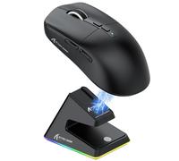 ATTACK SHARK Mouse SUPERLEGGERO X6 49g con Dock di Ricarica Magnetico, Sensore da Gioco PixArt PAW3395, Mouse da Gioco Wireless/Cablato BT/2.4G, 26000 DPI, Mouse da Ufficio Aggiornato X3 (Nero)
